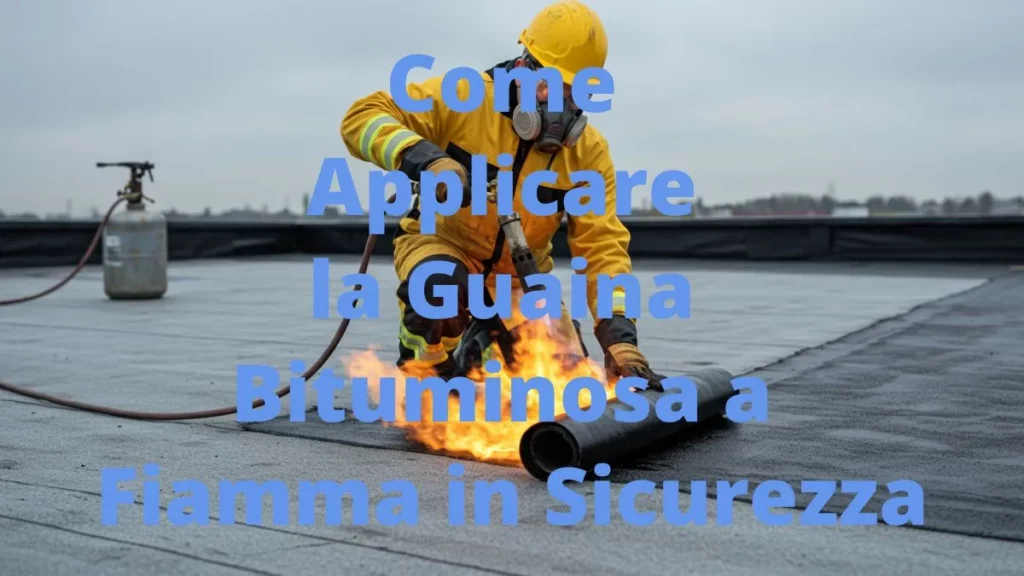 Applicazione guaina bituminosa a fiamma in sicurezza da operatore esperto.