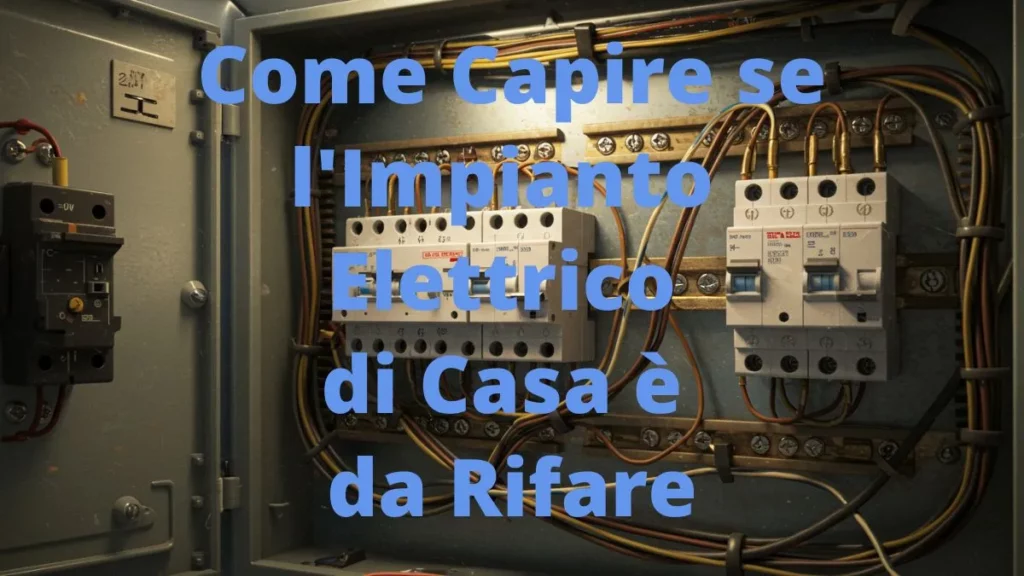 Vecchio quadro elettrico con componenti obsoleti, simbolo di impianto da rifare.