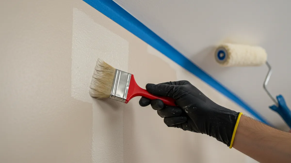 Applicazione combinata di pennello e rullo durante tinteggiatura interni