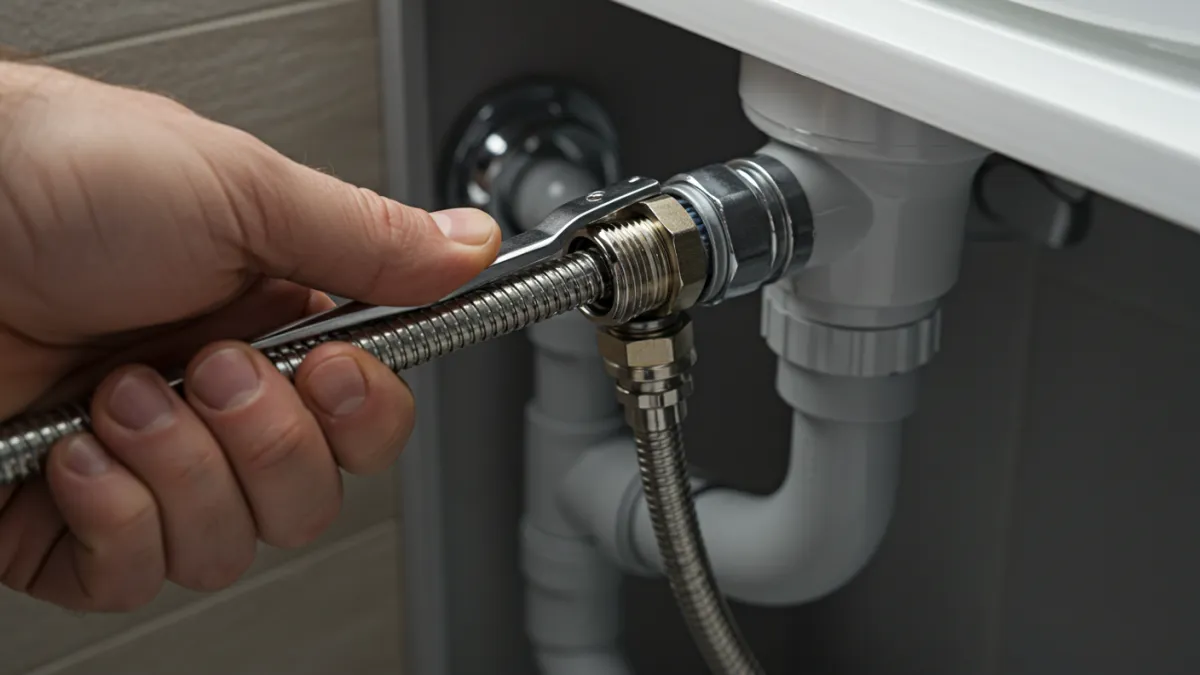 Collegamento del tubo flessibile di carico acqua alla cassetta del WC.