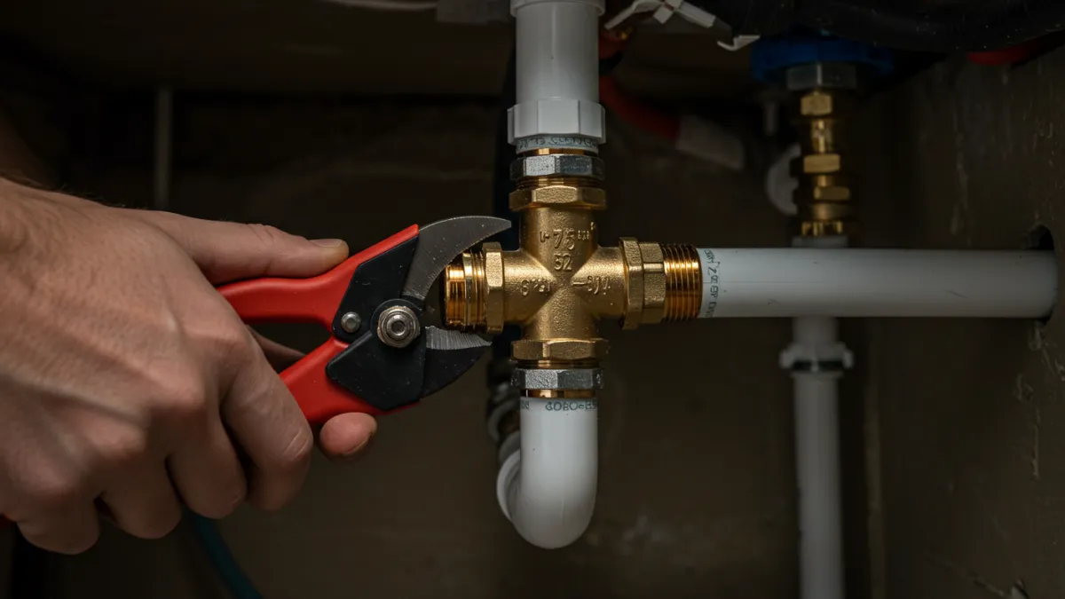 Installazione di un raccordo a T su un tubo dell'acqua esistente.