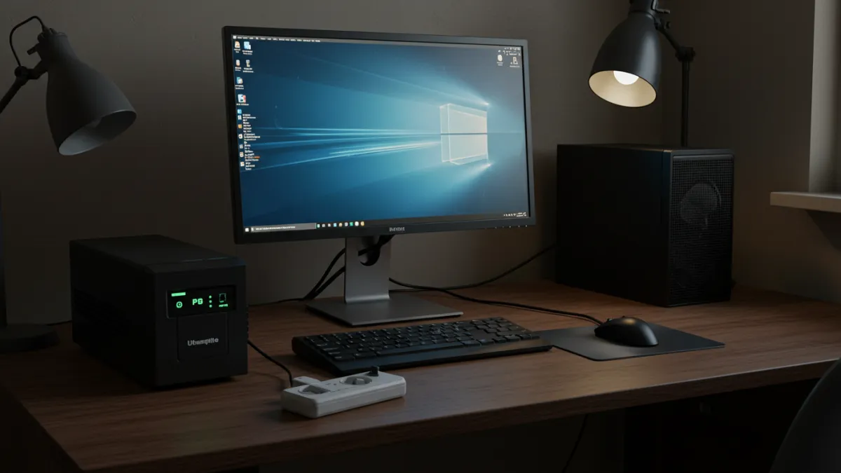 Esempio di gruppo di continuità (UPS) e ciabatta multipresa filtrata per la protezione di computer e periferiche.